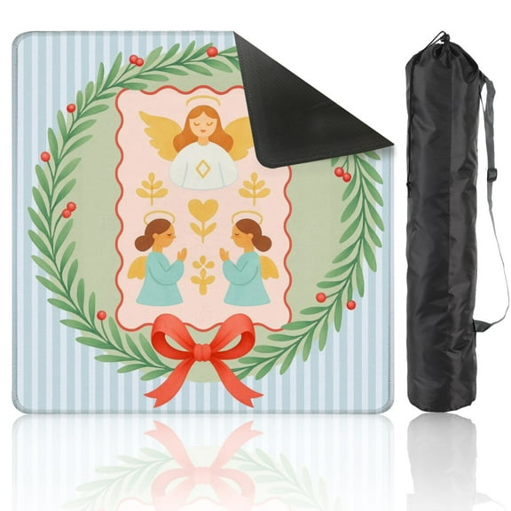 Mahjong Mat 31.5" x 31.5" Angels Floral Wreath Holiday Soft Pastel Colors Anti-Slip and Noise Reduction Symmetry Design Mahjong Tiles Table Cover for Dominoes Poker Card Board and Tile Games