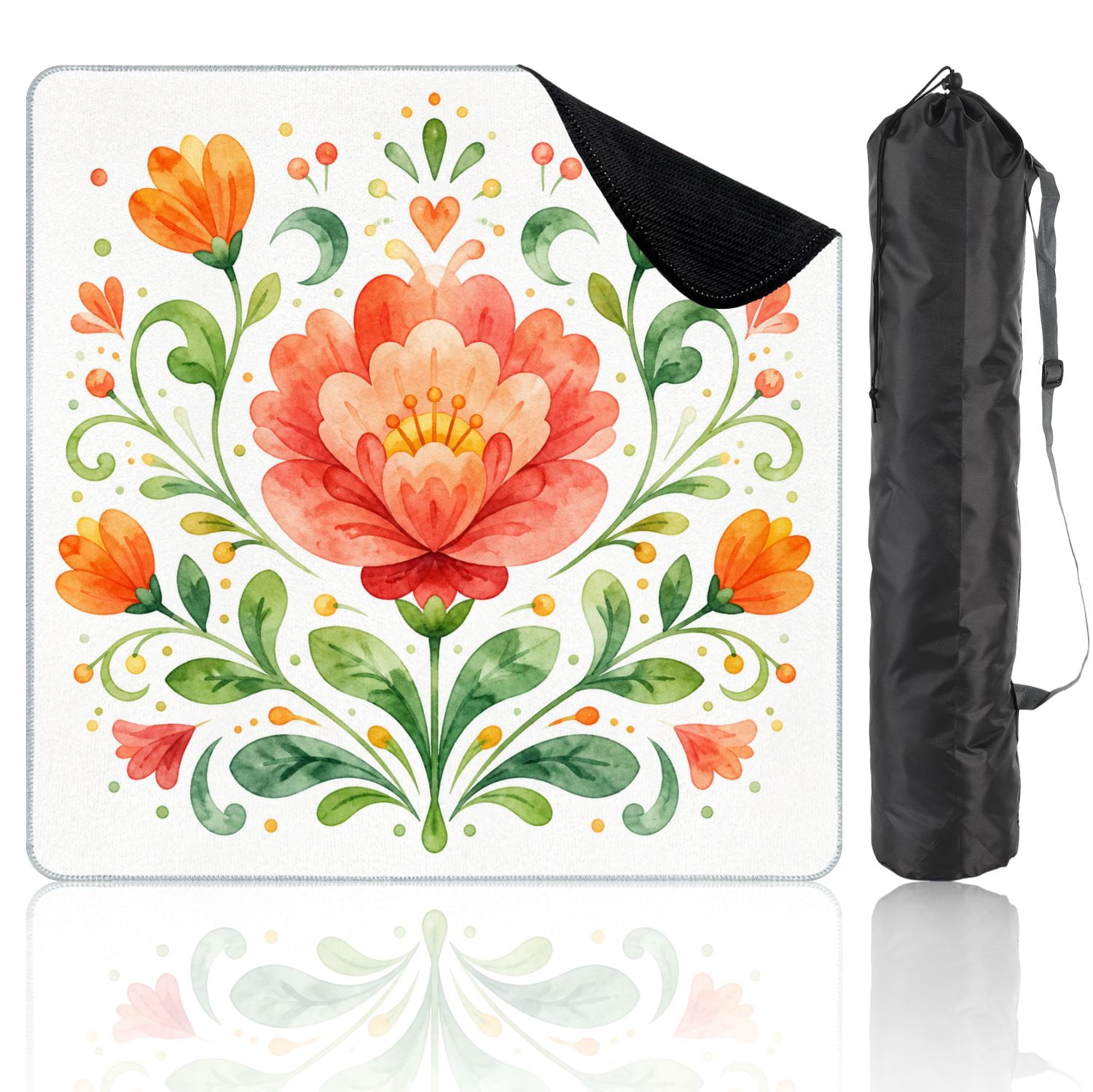 Mahjong Mat 31.5" x 31.5" Bohemian Floral Mandala Seamless Hearts Leaves Soft Pastel Colors Non-Slip Noise Reduction Mahjong Tiles Table Cover for Dominoes Poker Card Board and Tile Games