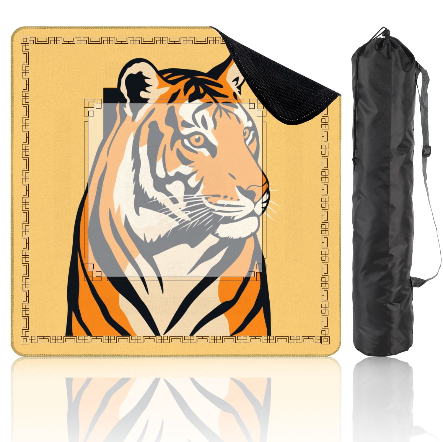 Mahjong Mat 31.5" x 31.5" Bold Tiger Portrait Stripes Neutral Non-Slip Noise Reduction American Mahjong Tiles Table Cover for Dominoes Poker Card Board Games Gift