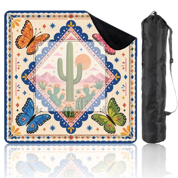 Mahjong Mat 31.5" x 31.5" Butterflies Sunset Vibrant Illustrative Style Non-Slip Noise Reduction American Mahjong Tiles Table Cover for Dominoes Poker Card Board Games Gift