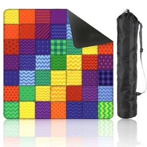 Mahjong Mat 31.5" x 31.5" Colorful Patchwork Quilt Zigzag Polka Dot Patterns Non-Slip Noise Reduction American Mahjong Tiles Table Cover for Dominoes Poker Card Board Games Gift