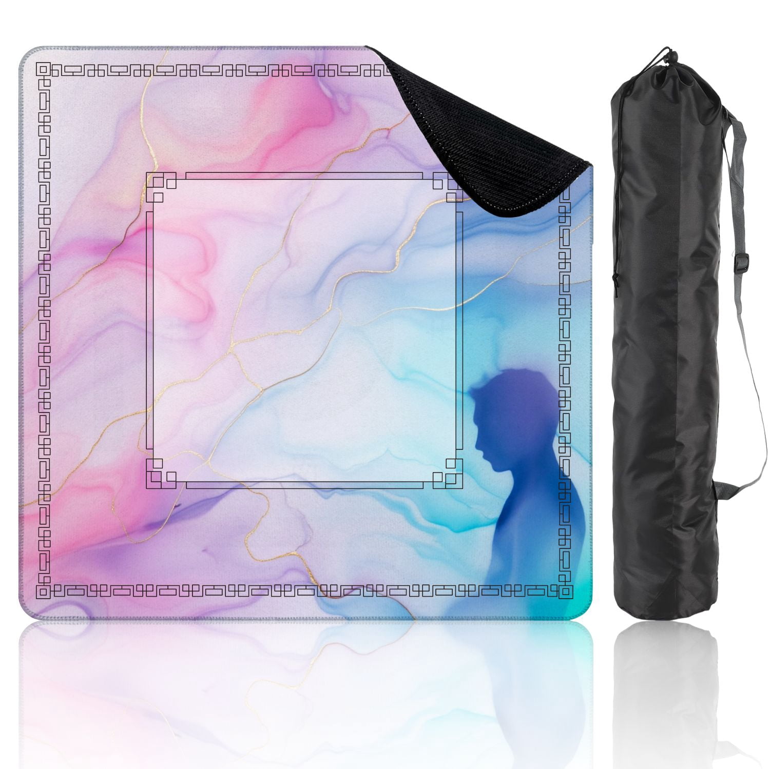 Mahjong Mat 31.5" x 31.5" Currents translucent hues snaking swirls foamy sprays color shape Non-Slip Noise Reduction American Mahjong Tiles Table Cover for Dominoes Poker Card Board Games Gift