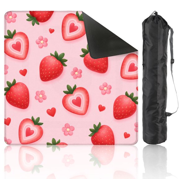 Mahjong Mat 31.5" x 31.5" Cute Strawberry Heart Soft Pink Non-Slip Noise Reduction American Mahjong Tiles Table Cover for Dominoes Poker Card Board Games Gift