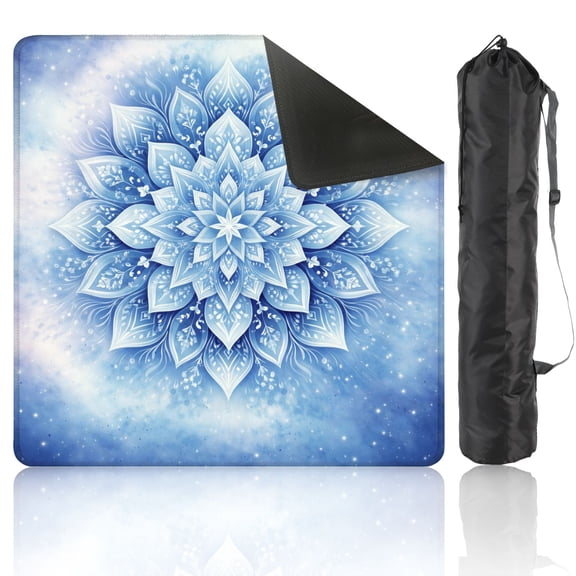 Mahjong Mat 31.5" x 31.5" Delicate Snowflake Inspired Floral Mandala Soft Anti-Slip and Noise Reduction Symmetry Design Mahjong Tiles Table Cover for Dominoes Poker Card Board and Tile Games