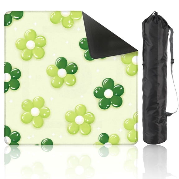 Mahjong Mat 31.5" x 31.5" Green Glossy Floral 3D Clover Flowers Soft Light Sparkling Seamless Non-Slip Noise Reduction American Mahjong Tiles Table Cover for Dominoes Poker Card Board Games Gift