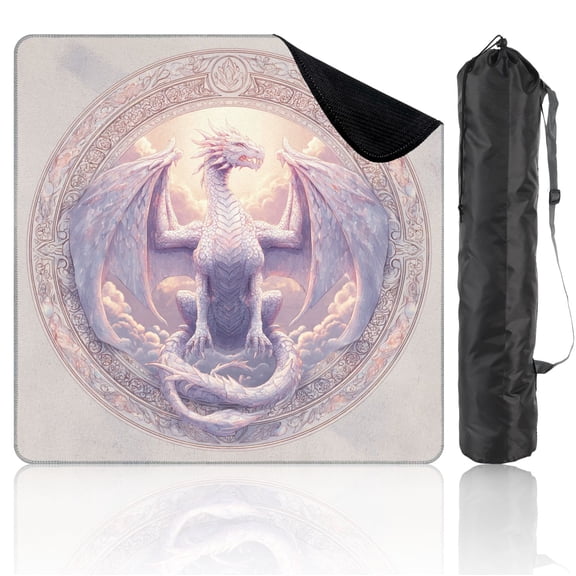 Mahjong Mat 31.5" x 31.5" Magical Dragon Design Pastel Clouds Soft Sunlit Wings Non-Slip Noise Reduction Mahjong Tiles Table Cover for Dominoes Poker Card Board and Tile Games