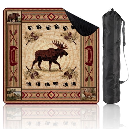 Mahjong Mat 31.5" x 31.5" Moose Wildlife Themed Decorative Pinecones Animal Tracks Non-Slip Noise Reduction Mahjong Tiles Table Cover for Dominoes Poker Card Board and Tile Games