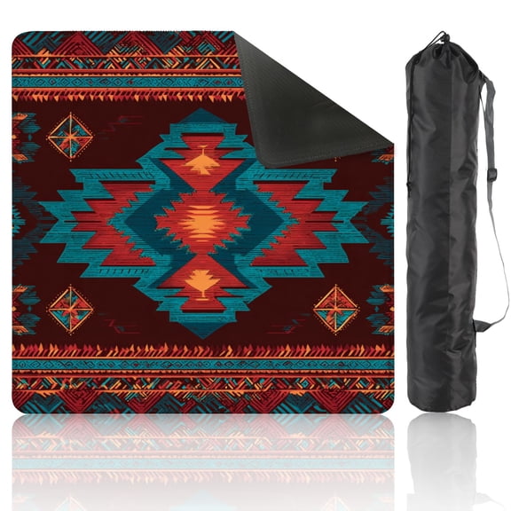 Mahjong Mat 31.5" x 31.5" Native American Southwest Aztec Navajo seamless Tribal Non-Slip Noise Reduction American Mahjong Tiles Table Cover for Dominoes Poker Card Board Games Gift