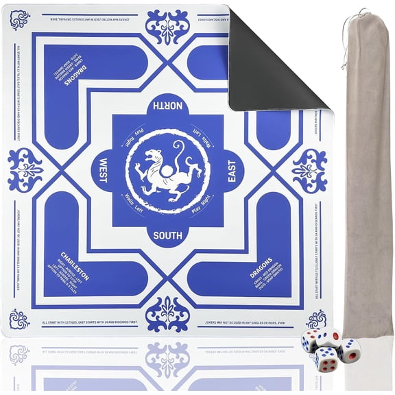 Mahjong Mat 31.5" x 31.5" Non-Slip Noise Reduction Table Cover, American Mah Jongg Mat for Table with Carry Bag, Waterproof Gaming Surface for Poker, Card, Dominoes, Board & Tile Games
