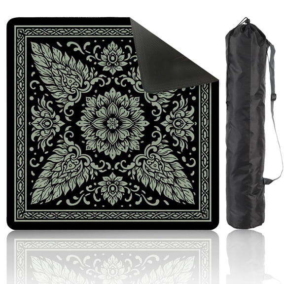 Mahjong Mat 31.5" x 31.5" Ornate Anti-Slip and Noise Reduction Symmetry Design Mahjong Tiles Table Cover for Dominoes Poker Card Board and Tile Games