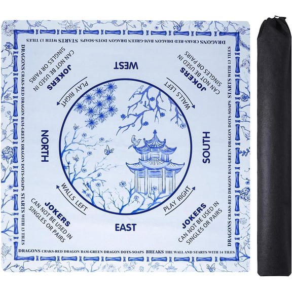 Light Blue Mahjong Learning Mat, Anti-Slip, Noise-Reducing Mahjong Mat