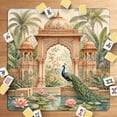 thumbnail image 1 of Mahjong Mat 31.5" x 31.5" Ornate Mughal Inspired Garden Peacock Lotus Pond Tropical Florals Non-Slip Noise Reduction American Mahjong Tiles Table Cover for Dominoes Poker Card Board Games Gift, 1 of 8