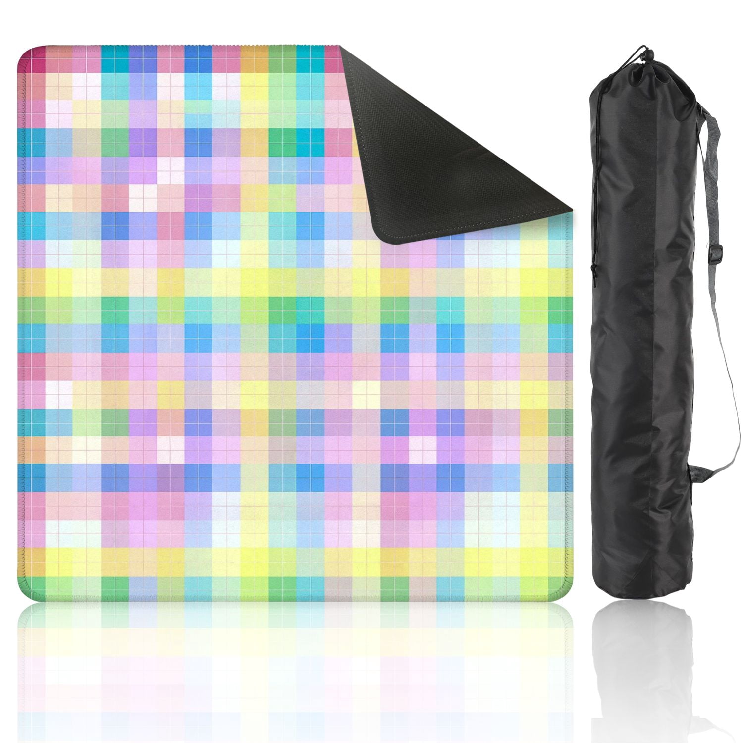 Mahjong Mat 31.5" x 31.5" Pastel Colorful Abstract Pixel Art Non-Slip Noise Reduction American Mahjong Tiles Table Cover for Dominoes Poker Card Board Games Gift