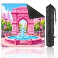thumbnail image 1 of Mahjong Mat 31.5" x 31.5" Pink Arch Fountain Park Decorative Water Splash Non-Slip Noise Reduction American Mahjong Tiles Table Cover for Dominoes Poker Card Board Games Gift, 1 of 8