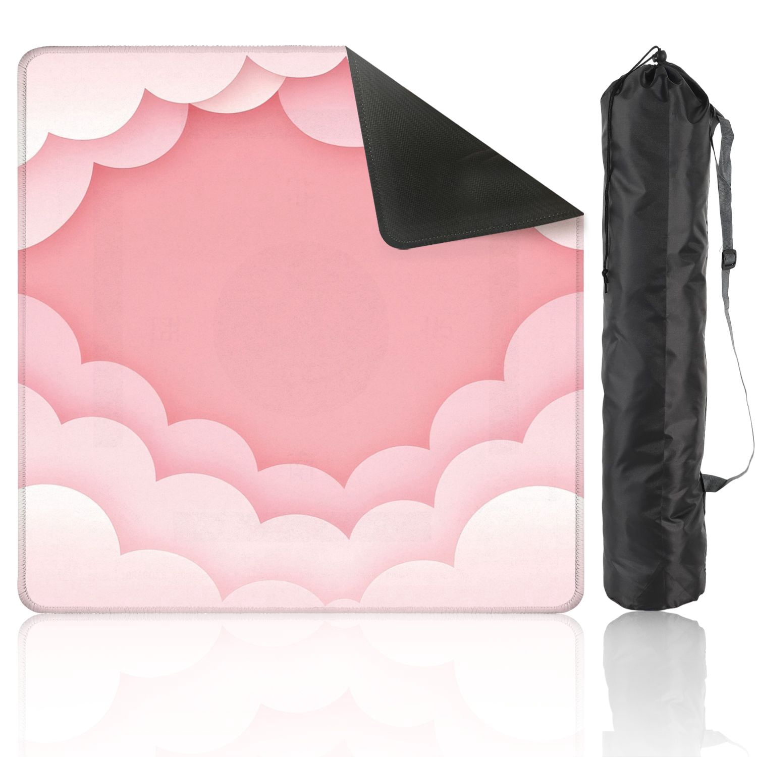 Mahjong Mat 31.5" x 31.5" Pink Cloud Frame Soft Gradient Paper Cutout Design Non-Slip Noise Reduction American Mahjong Tiles Table Cover for Dominoes Poker Card Board Games Gift