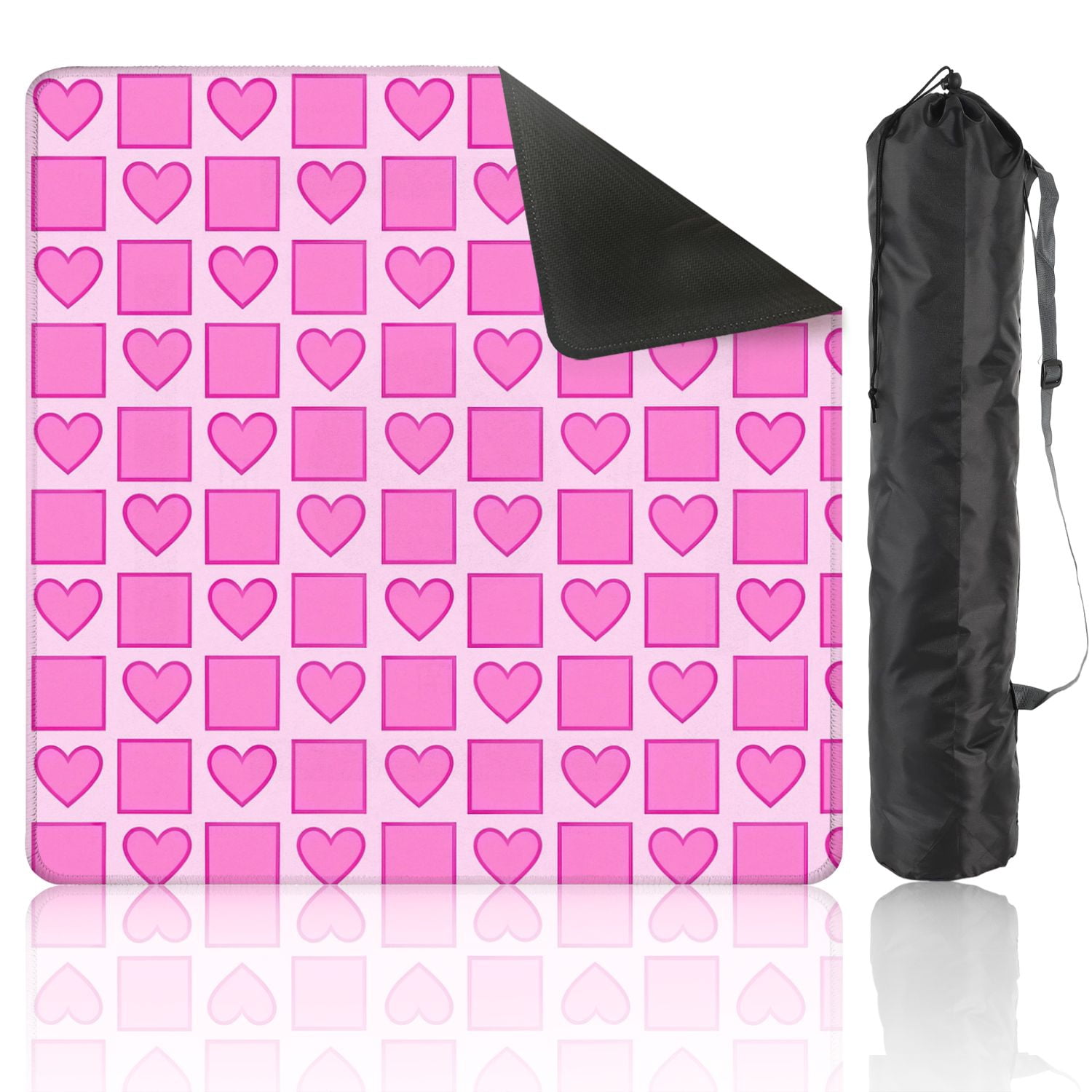 Mahjong Mat 31.5" x 31.5" Pink Heart Square Light Non-Slip Noise Reduction American Mahjong Tiles Table Cover for Dominoes Poker Card Board Games Gift