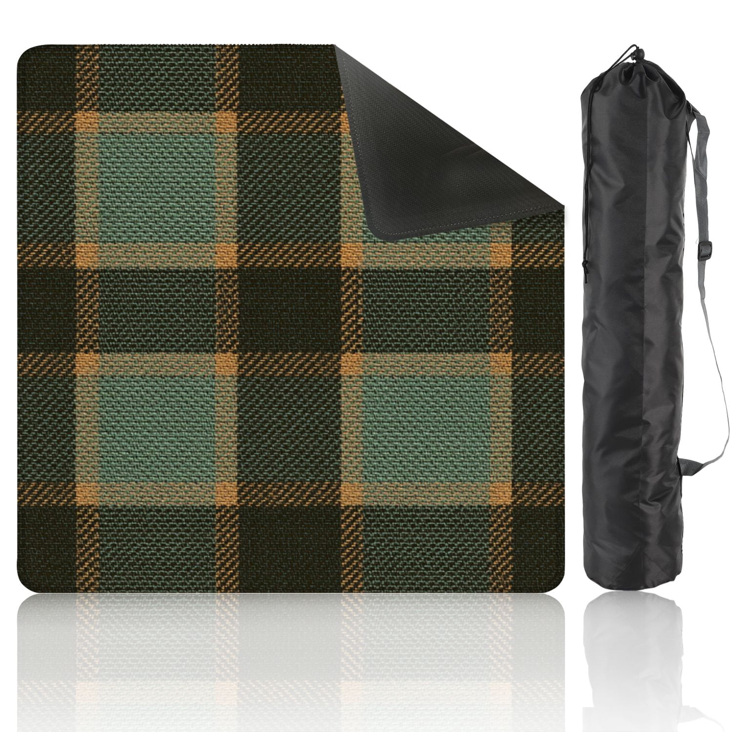Mahjong Mat 31.5" x 31.5" Plaid brown green Herringbone seamless tartan Non-Slip Noise Reduction American Mahjong Tiles Table Cover for Dominoes Poker Card Board Games Gift
