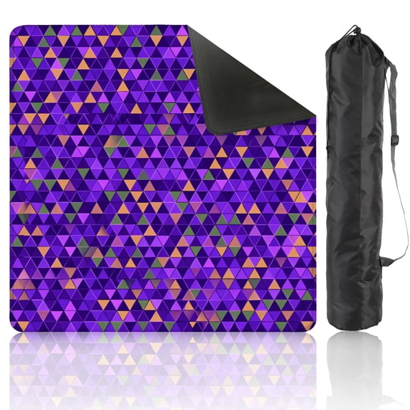 Mahjong Mat 31.5" x 31.5" Purple triangle seamless Non-Slip Noise Reduction American Mahjong Tiles Table Cover for Dominoes Poker Card Board Games Gift