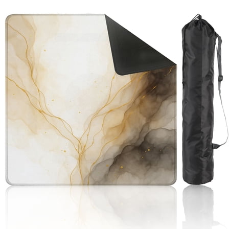 Mahjong Mat 31.5" x 31.5" Realistic liquid marble gold Anti-Slip and Noise Reduction Symmetry Design Mahjong Tiles Table Cover for Dominoes Poker Card Board and Tile Games