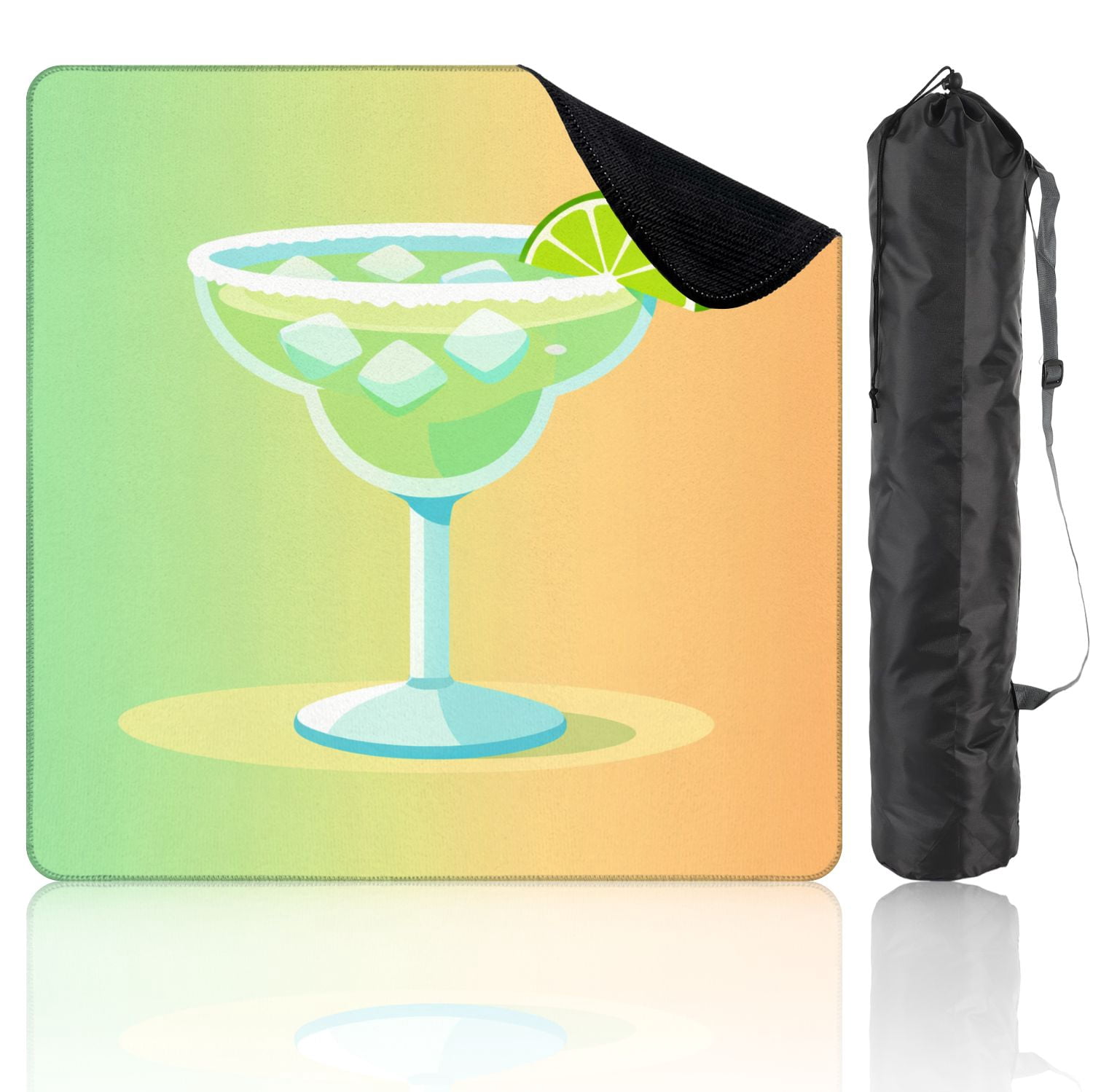 Mahjong Mat 31.5" x 31.5" Refreshing Margarita Cocktail Lime Wedge Ice Cubes Gradient Non-Slip Noise Reduction Mahjong Tiles Table Cover for Dominoes Poker Card Board and Tile Games