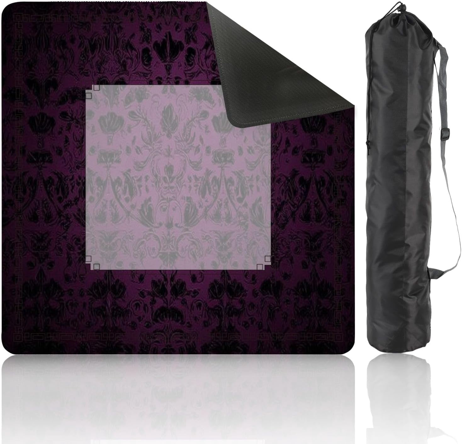 Mahjong Mat 31.5" x 31.5" Royal Vintage Gothic Dark Purple Black Royal Vintage Non-Slip Noise Reduction Mahjong Tiles Table Cover for Dominoes Poker Card Board and Tile Games