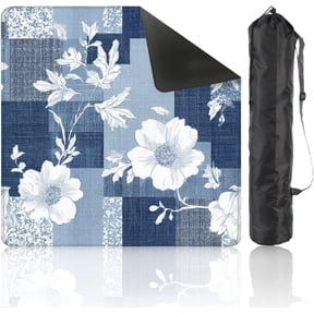 Mahjong Mat 31.5" x 31.5" Seamless Denim Patchwork Flower Non-Slip Noise Reduction Mahjong Tiles Table Cover for Dominoes Poker Card Board and Tile Games