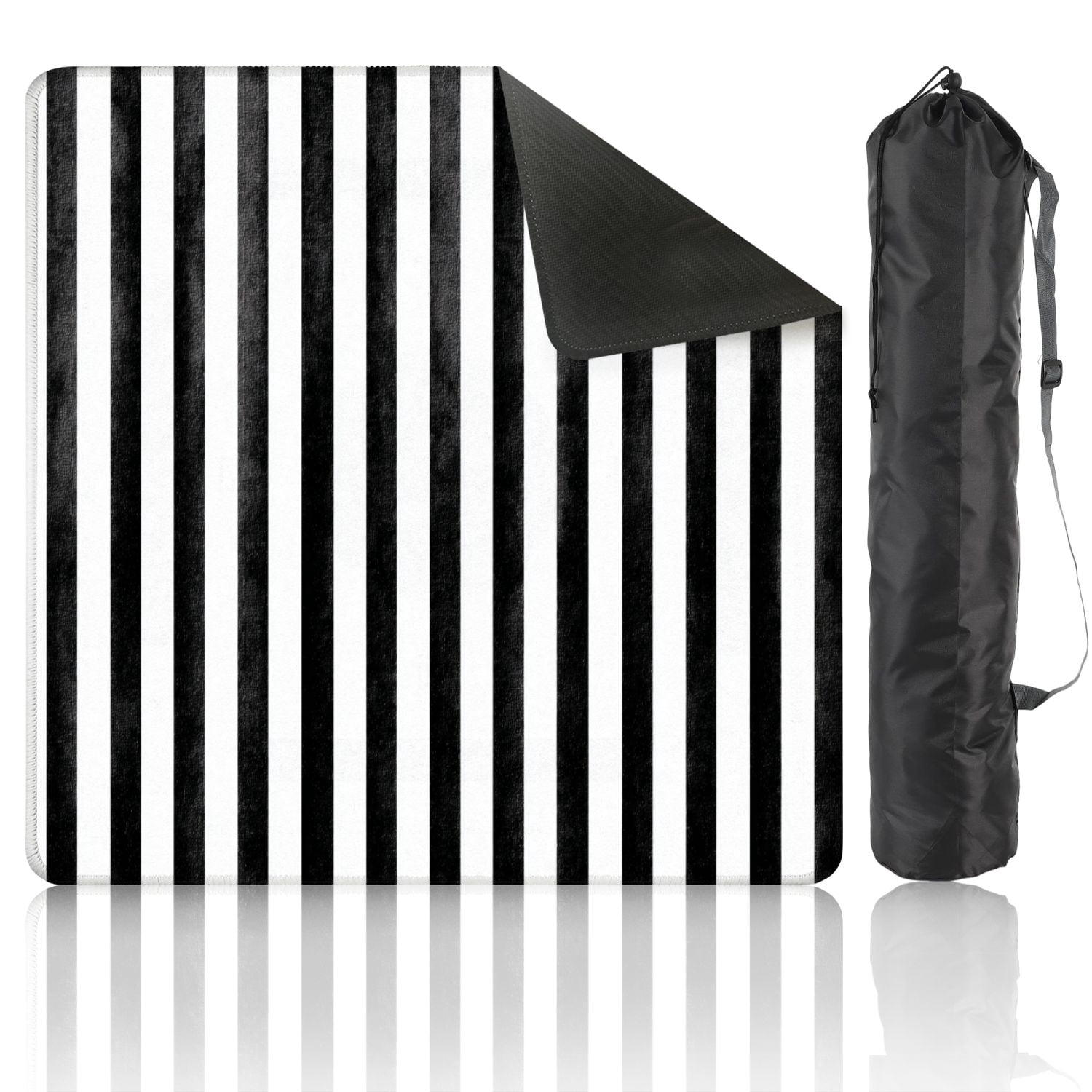Mahjong Mat 31.5" x 31.5" Seamless black stripes white abstract hand Non-Slip Noise Reduction American Mahjong Tiles Table Cover for Dominoes Poker Card Board Games Gift