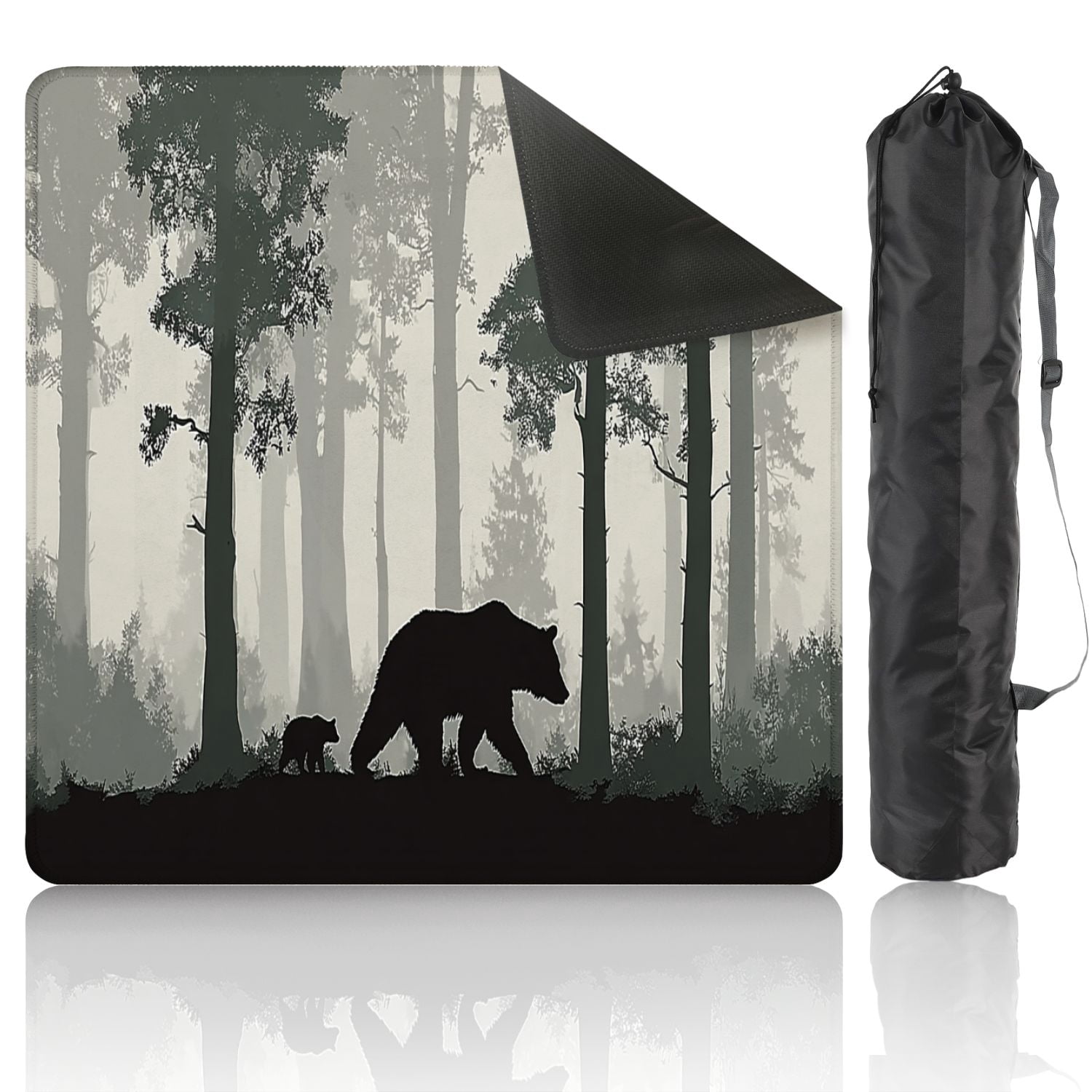 Mahjong Mat 31.5" x 31.5" Seamless horizontal Mother bear little bear Non-Slip Noise Reduction American Mahjong Tiles Table Cover for Dominoes Poker Card Board Games Gift