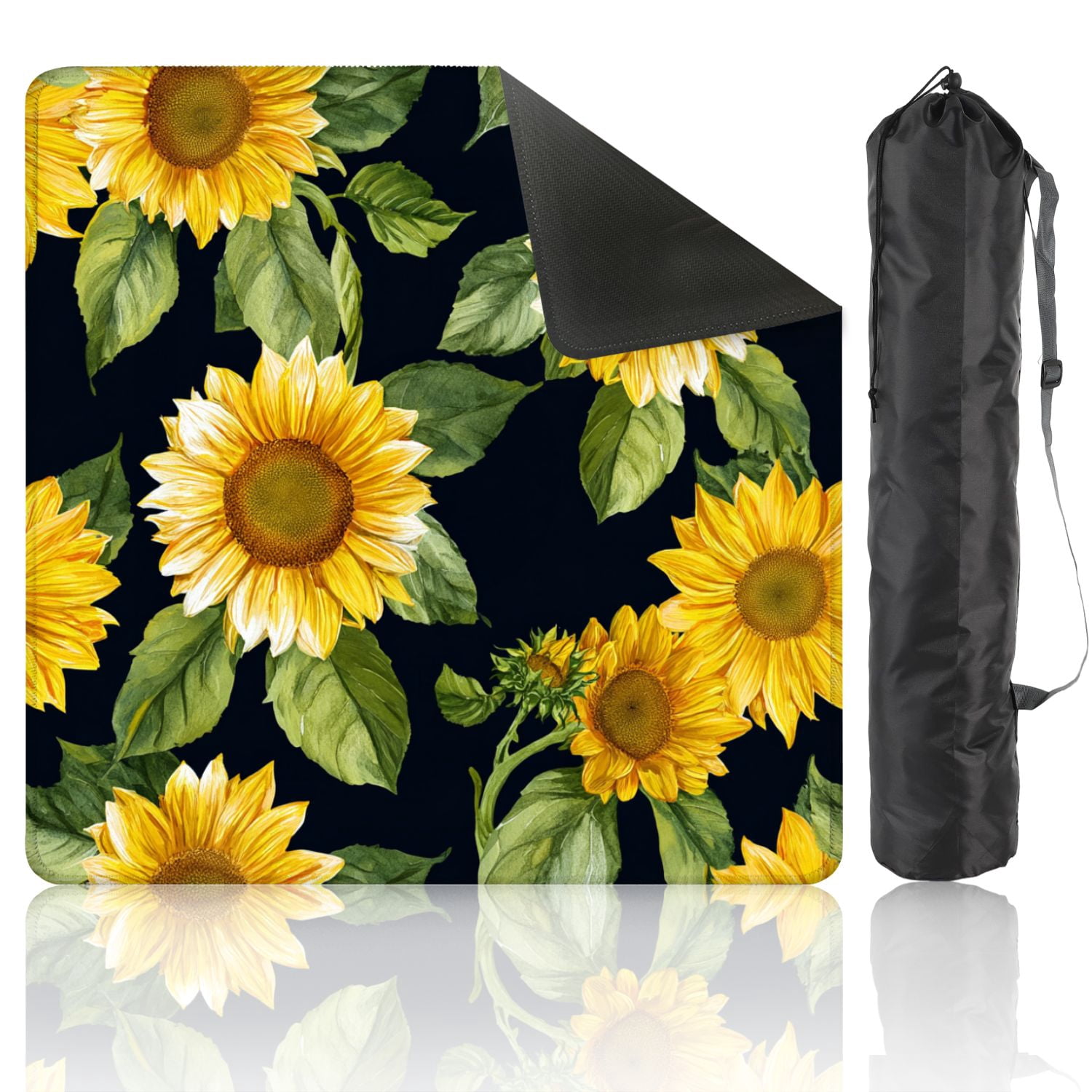 Mahjong Mat 31.5" x 31.5" Seamless sunflowers Trendy textile design Non-Slip Noise Reduction American Mahjong Tiles Table Cover for Dominoes Poker Card Board Games Gift
