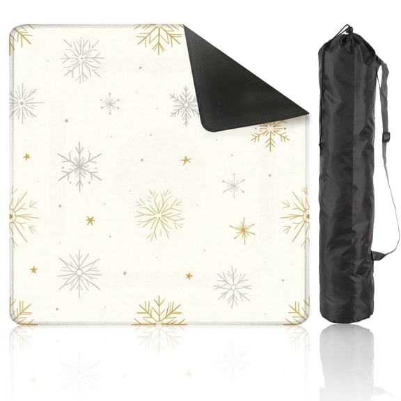 Mahjong Mat 31.5" x 31.5" Simple Christmas seamless geometric motifs Snowflakes circles Non-Slip Noise Reduction American Mahjong Tiles Table Cover for Dominoes Poker Card Board Games Gift