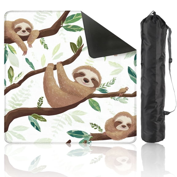 Mahjong Mat 31.5" x 31.5" Sloth seamless cute little sleepy animal Non-Slip Noise Reduction American Mahjong Tiles Table Cover for Dominoes Poker Card Board Games Gift