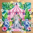 thumbnail image 1 of Mahjong Mat 31.5" x 31.5" Snow Leopard Ornate Pink Tent Tropical Leaves Non-Slip Noise Reduction American Mahjong Tiles Table Cover for Dominoes Poker Card Board Games Gift, 1 of 8