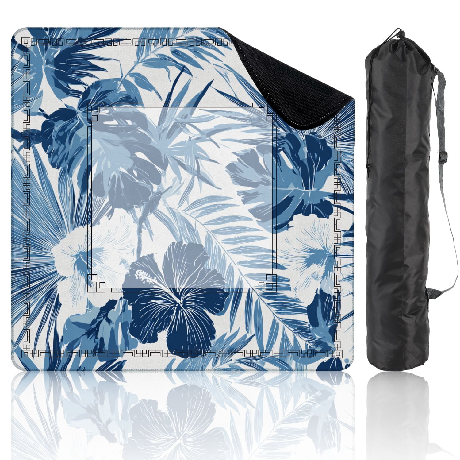 Mahjong Mat 31.5" x 31.5" Summer camouflage hawaiian seamless tropical plants Non-Slip Noise Reduction American Mahjong Tiles Table Cover for Dominoes Poker Card Board Games Gift