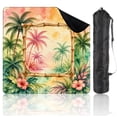 thumbnail image 1 of Mahjong Mat 31.5" x 31.5" Tropical Palm Tree Watercolor Bamboo Frame Pink Green Non-Slip Noise Reduction Mahjong Tiles Table Cover for Dominoes Poker Card Board and Tile Games, 1 of 6