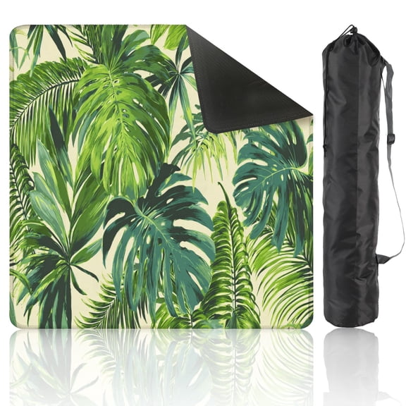 Mahjong Mat 31.5" x 31.5" Tropical palm leaves jungle leaf seamless floral Non-Slip Noise Reduction American Mahjong Tiles Table Cover for Dominoes Poker Card Board Games Gift