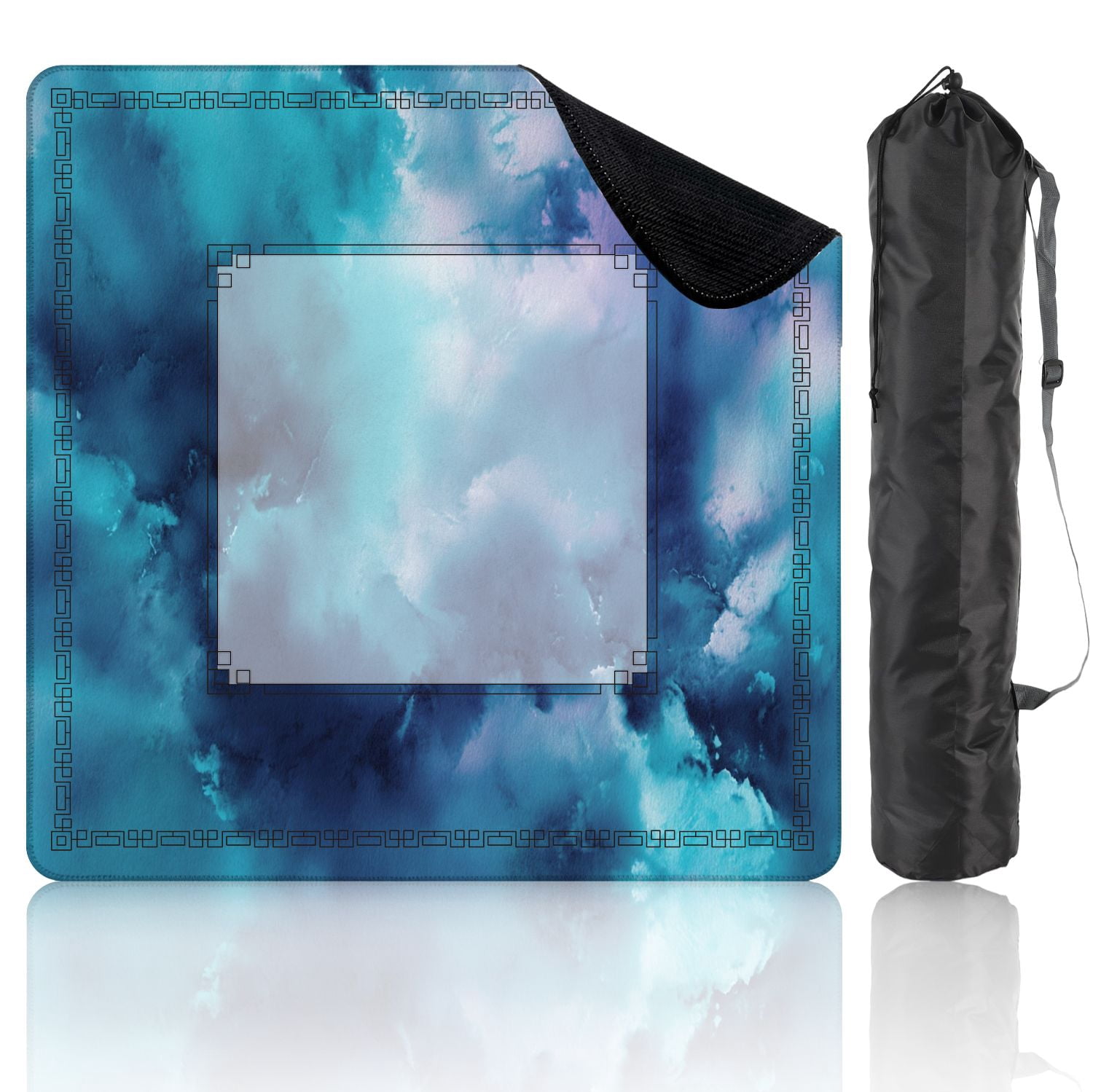 Mahjong Mat 31.5" x 31.5" Watercolor seamless abstract sky galaxy Non-Slip Noise Reduction American Mahjong Tiles Table Cover for Dominoes Poker Card Board Games Gift