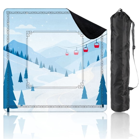 Mahjong Mat 31.5" x 31.5" Winter mountain landscape Non-Slip Noise Reduction American Mahjong Tiles Table Cover for Dominoes Poker Card Board Games Gift