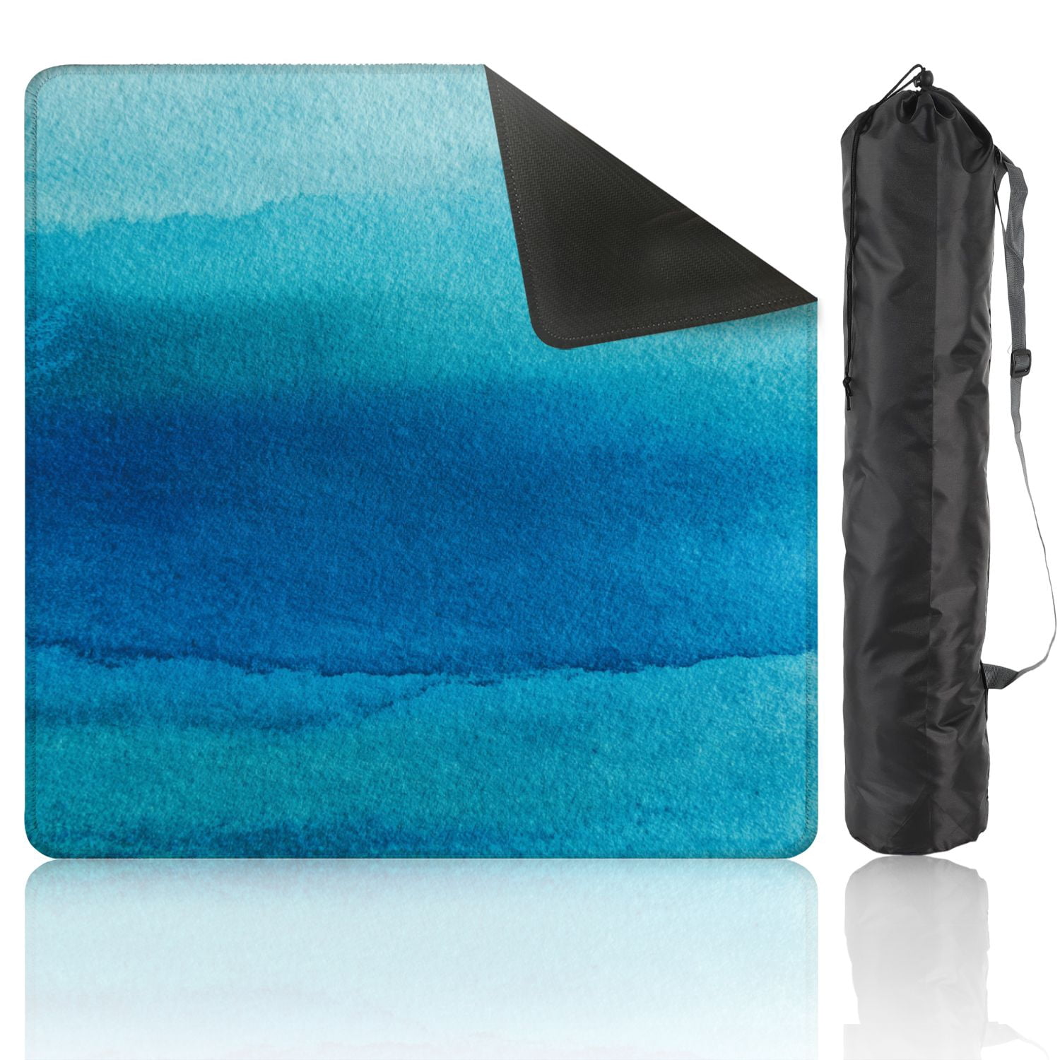 Mahjong Mat 31.5" x 31.5" abstract paint water blue sea waves watercolor seamless hand Non-Slip Noise Reduction American Mahjong Tiles Table Cover for Dominoes Poker Card Board Games Gift
