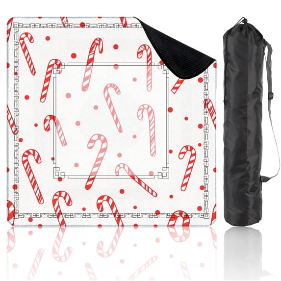 Mahjong Mat 31.5" x 31.5" candy canes simple Non-Slip Noise Reduction American Mahjong Tiles Table Cover for Dominoes Poker Card Board Games Gift