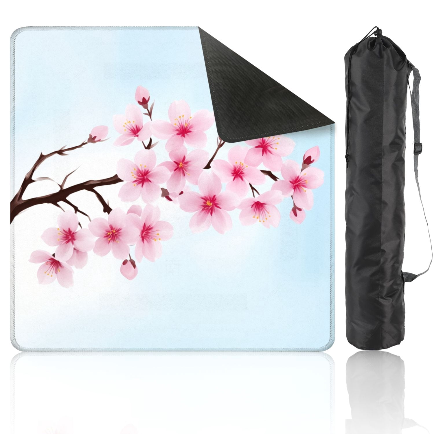 Mahjong Mat 31.5" x 31.5" cherry blossom spring flower Japan Non-Slip Noise Reduction American Mahjong Tiles Table Cover for Dominoes Poker Card Board Games Gift