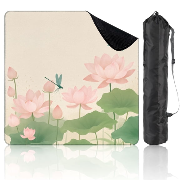 Mahjong Mat 31.5" x 31.5" flowers dragonflies Non-Slip Noise Reduction Mahjong Tiles Table Cover for Dominoes Poker Card Board and Tile Games