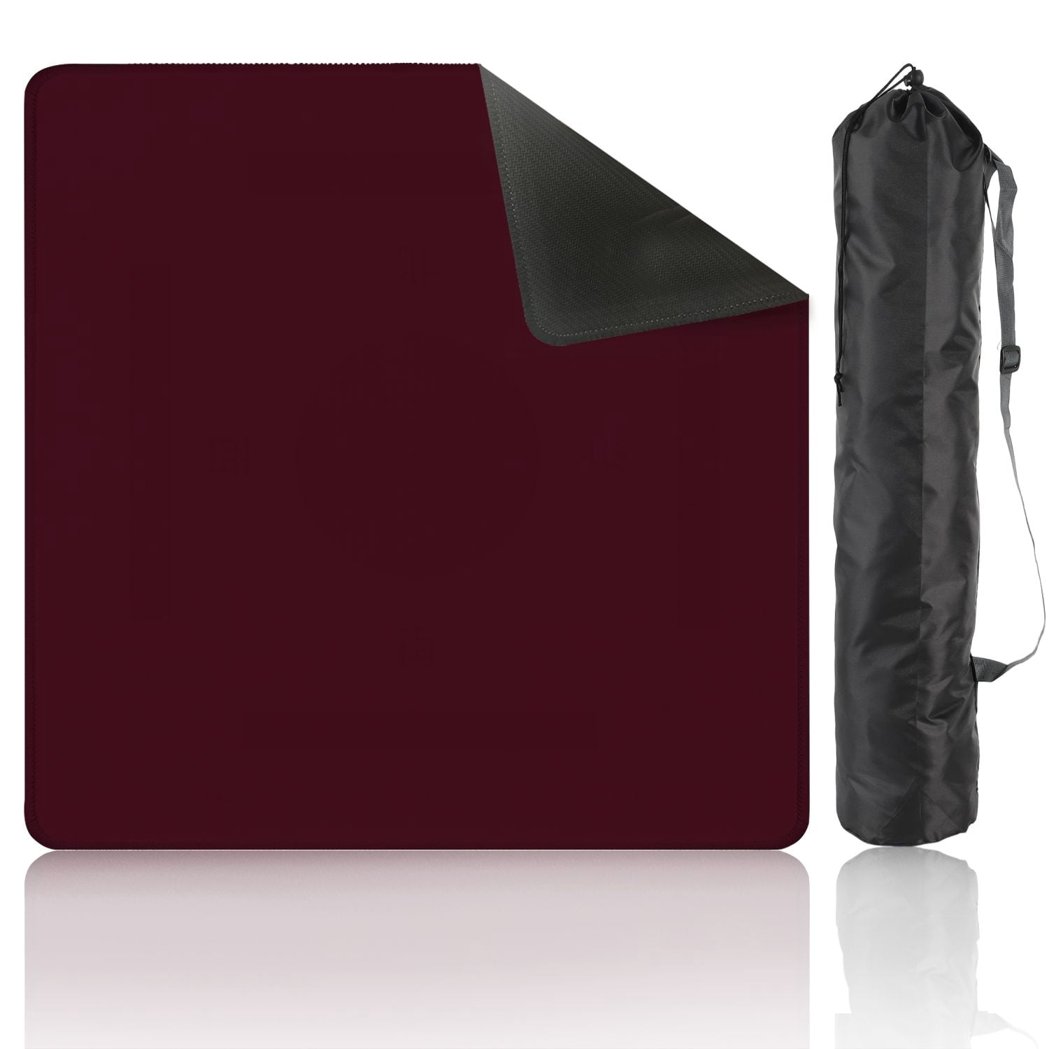 Mahjong Mat 31.5" x 31.5" plain dark plum solid color dark red burgundy Non-Slip Noise Reduction American Mahjong Tiles Table Cover for Dominoes Poker Card Board Games Gift