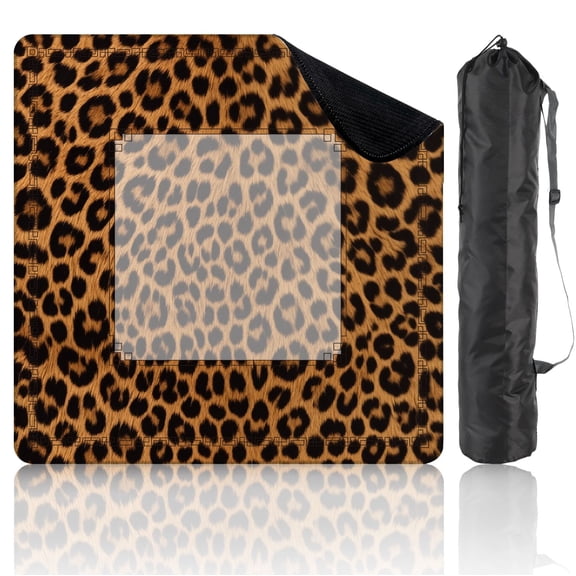 Mahjong Mat 31.5" x 31.5" print simulates elegant leopard skin its distinct spots striking Non-Slip Noise Reduction American Mahjong Tiles Table Cover for Dominoes Poker Card Board Games Gift