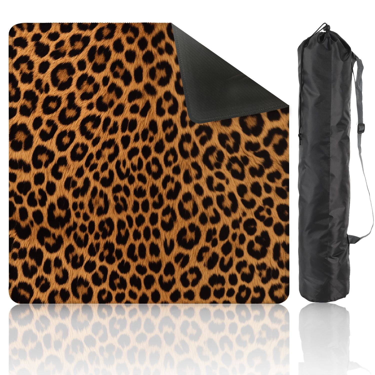Mahjong Mat 31.5" x 31.5" print simulates elegant leopard skin its distinct spots striking Non-Slip Noise Reduction American Mahjong Tiles Table Cover for Dominoes Poker Card Board Games Gift