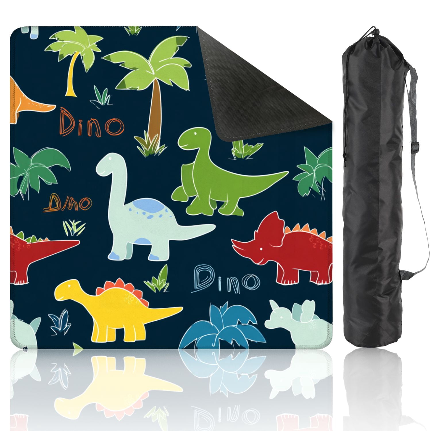Mahjong Mat 31.5" x 31.5" seamless colorful dinosaurs dinosaur silhouette Non-Slip Noise Reduction American Mahjong Tiles Table Cover for Dominoes Poker Card Board Games Gift