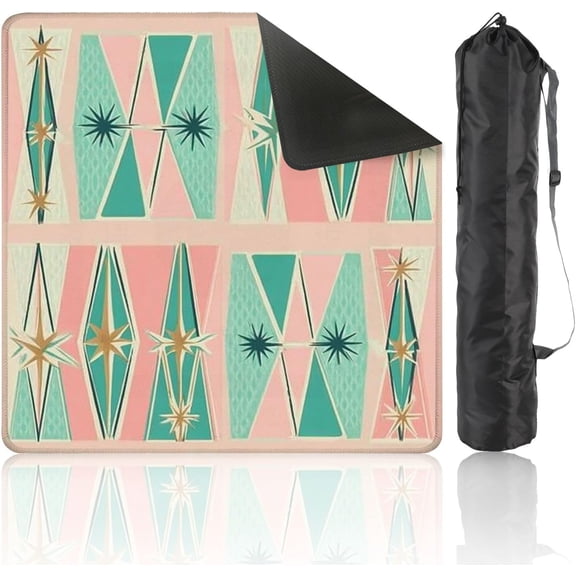Mahjong Mat – 31.5x31.5 Inch 50s Mid Century Modern 1950s Mod Design Art, Non-Slip Noise Reduction Table Cover for Dominoes, Poker, Card, Board & Tile Games
