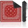 Shapoo Card Game Table Mahjong Mat – 31.5x31.5 Inch Red Paisley Bandana Floral Elements White ...