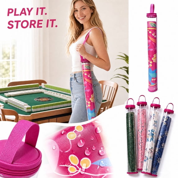 Mahjong Mat Bag, Durable Plastic Rolled Item Storage Tube For Game Night Outdoor Gathering