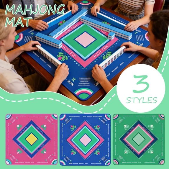 Mahjong Pattern Board Mahjong Mat with Dragon & Lotus Pattern, Anti-Slip Noise Reduction ...