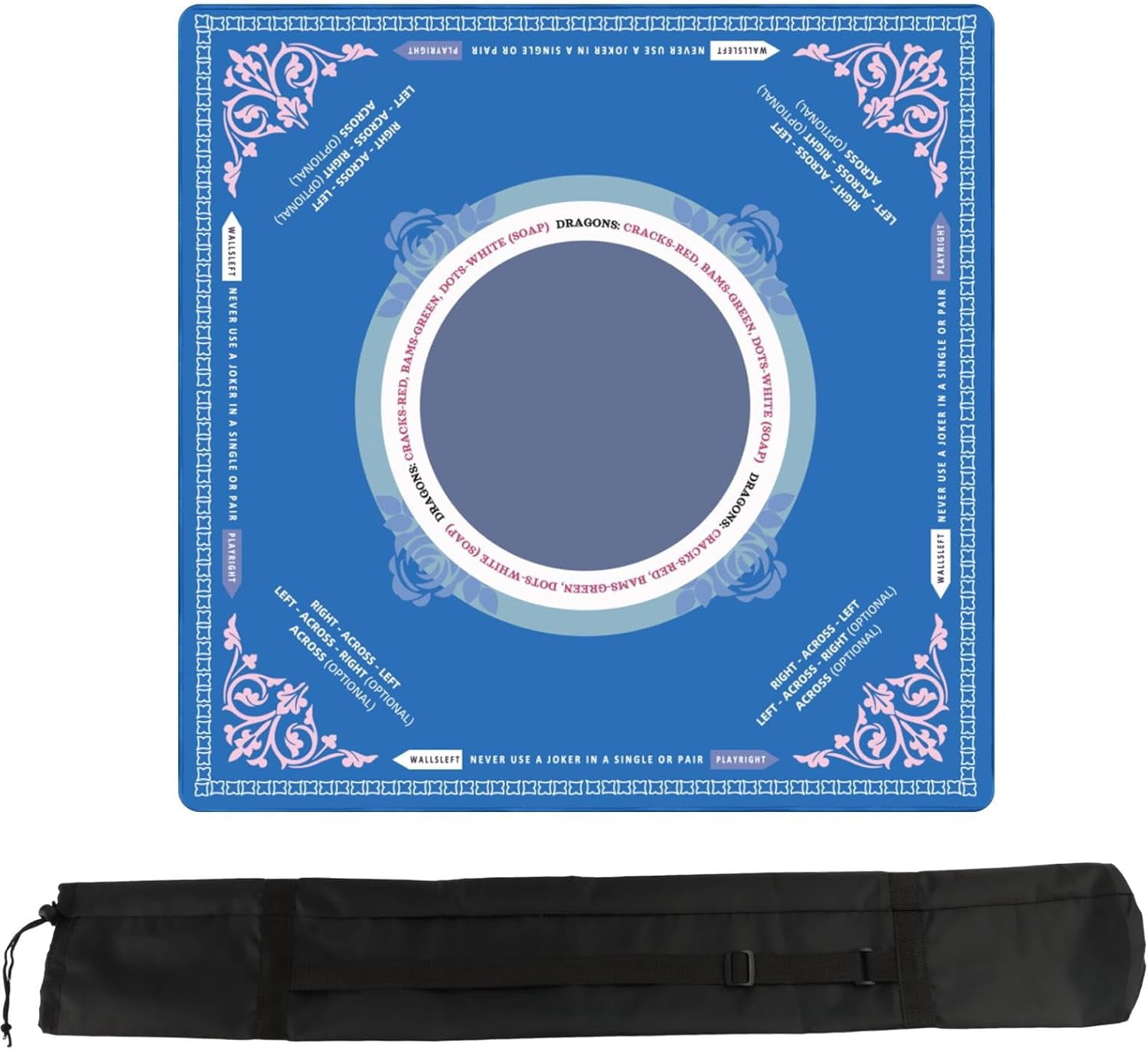 Mahjong Mat, Gaming Mat for Table with Bag, 31.5" x 31.5" Rubber Anti Slip & Noise Reduction Board Gaming Mats for Mahjong/Poker/Board Games/Card Games/Dominoes(Color:Type1)